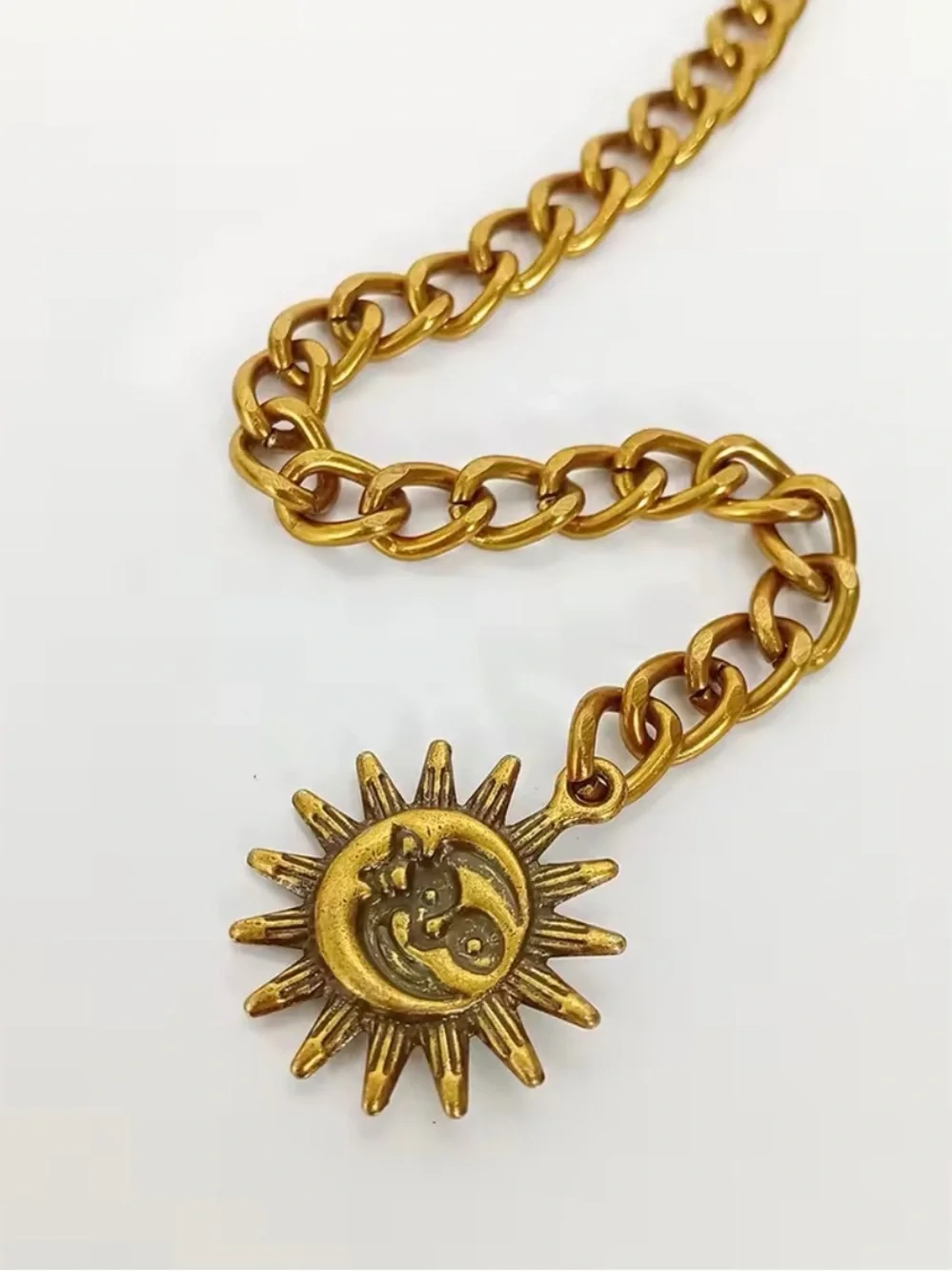 Gold Moon & Sun Layered Chain Waist Belt